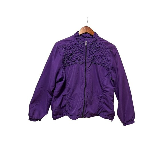 Athletech Womens‎ Lightweight Purple Zip-Up Jacket Smocked Accents Size XL - Picture 1 of 15